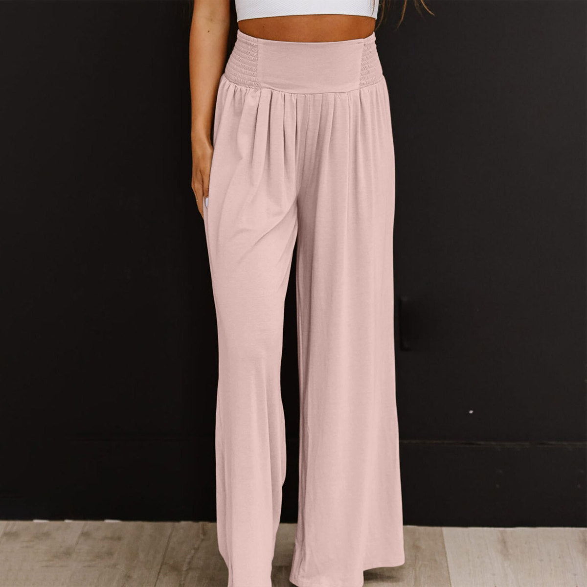 Women Casual Solid Color Cotton And Linen Pants