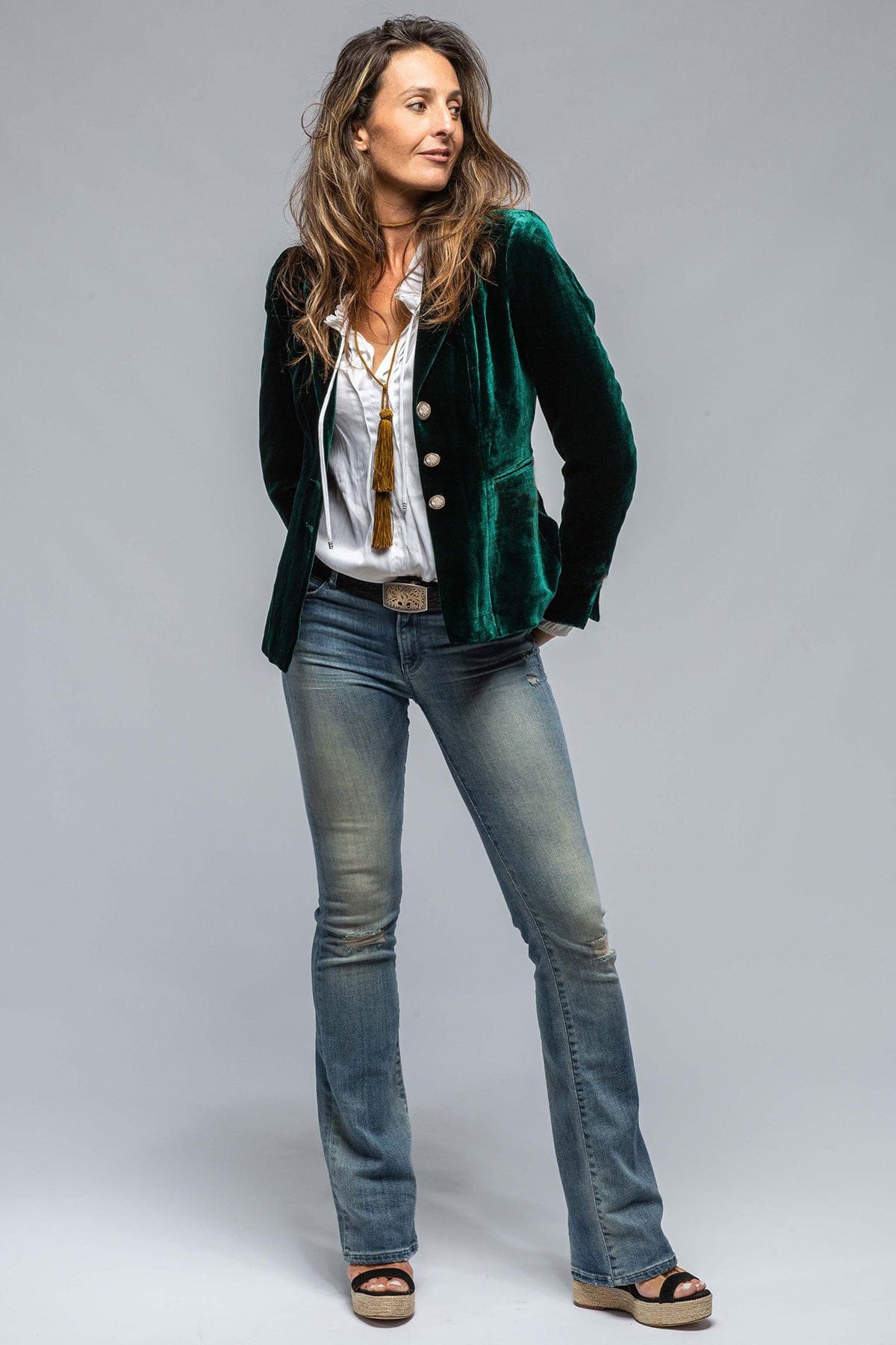 Manteau élégant en velours à manches longues pour femme