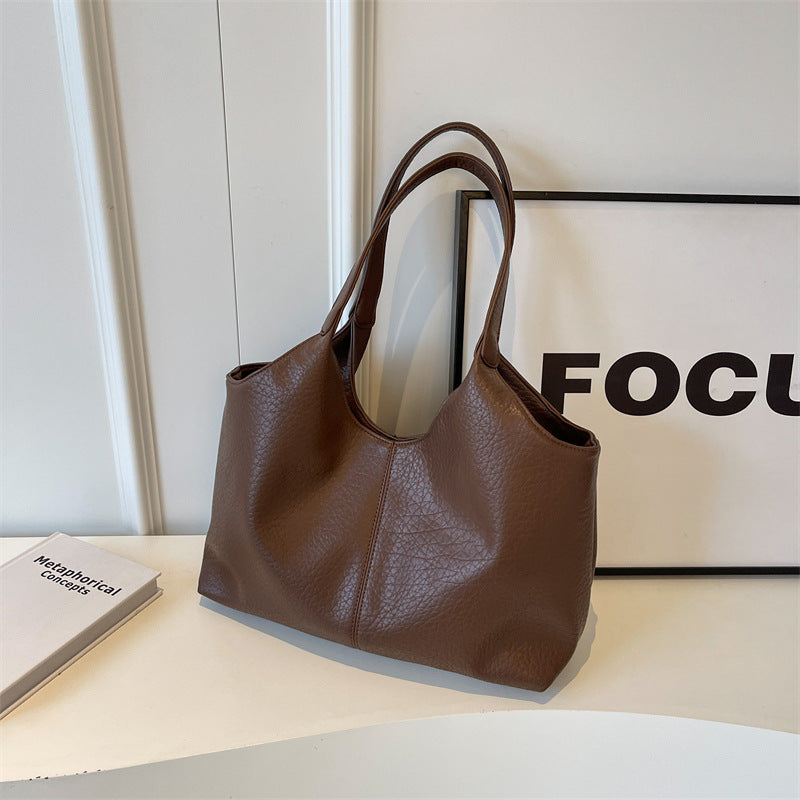 Sac fourre-tout décontracté simple de grande capacité pour femme, couleur unie