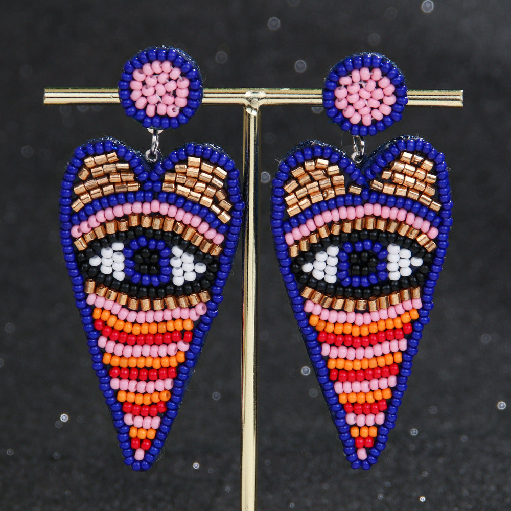 Women Fashion Exaggerated Boho Devil'S Eye Bead Earrings