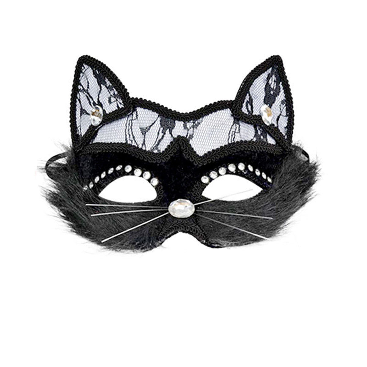 Halloween Lace Animal Cat Diamond Half Face Mask