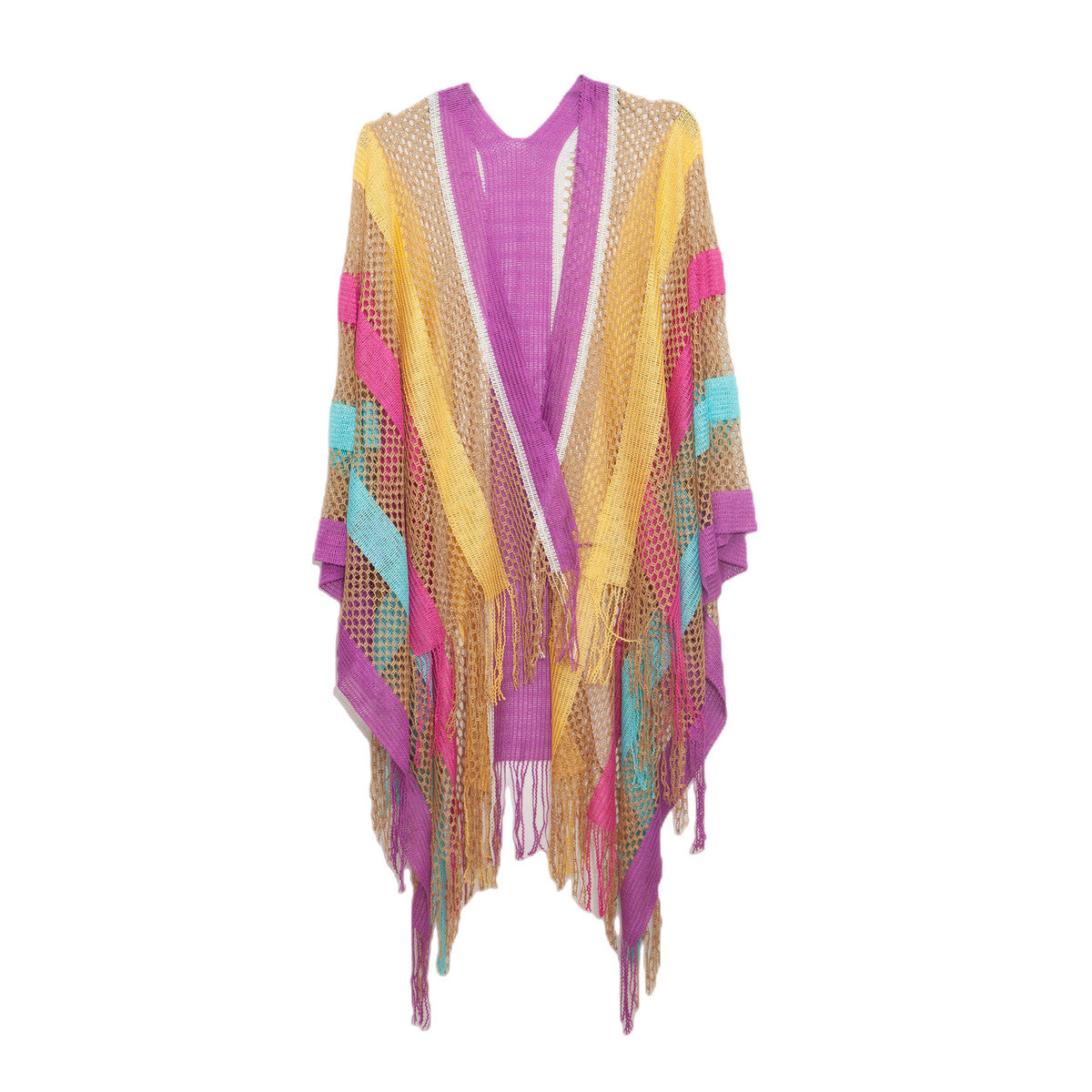Women's Fashion Stripe Hollow Tassel Cover-Ups
