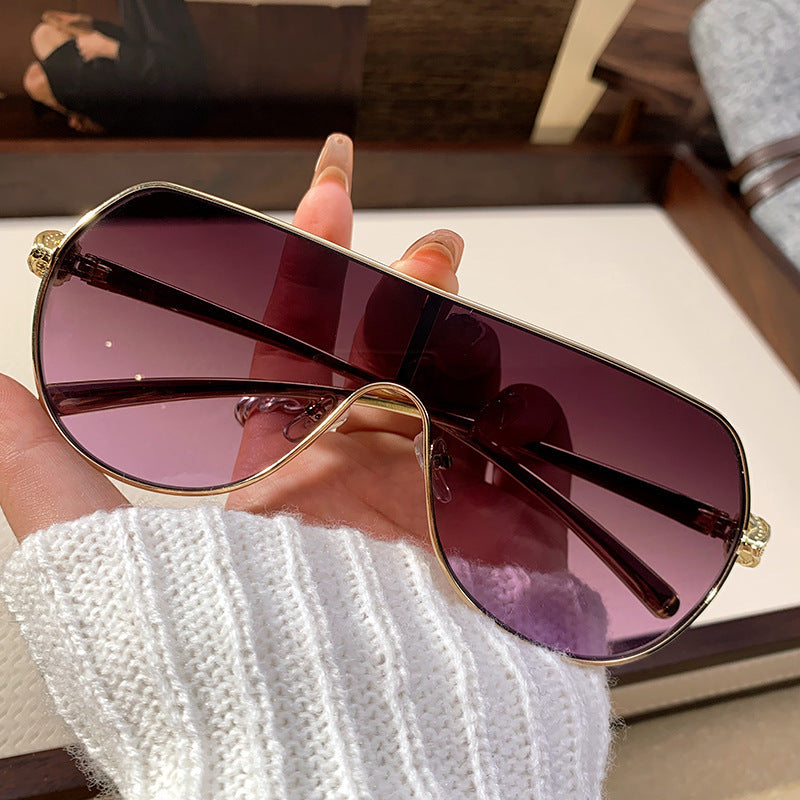 Fashion One-Frame Sunglasses - Trendy Metal Goggles