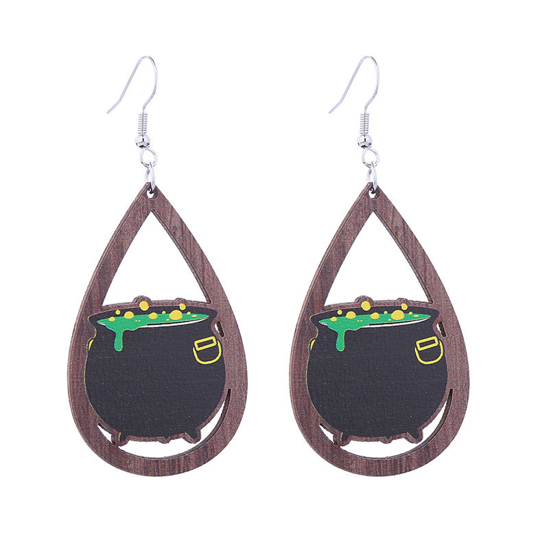 Halloween Women Funny Ghost Pumpkin Spider Skull Bat Earrings