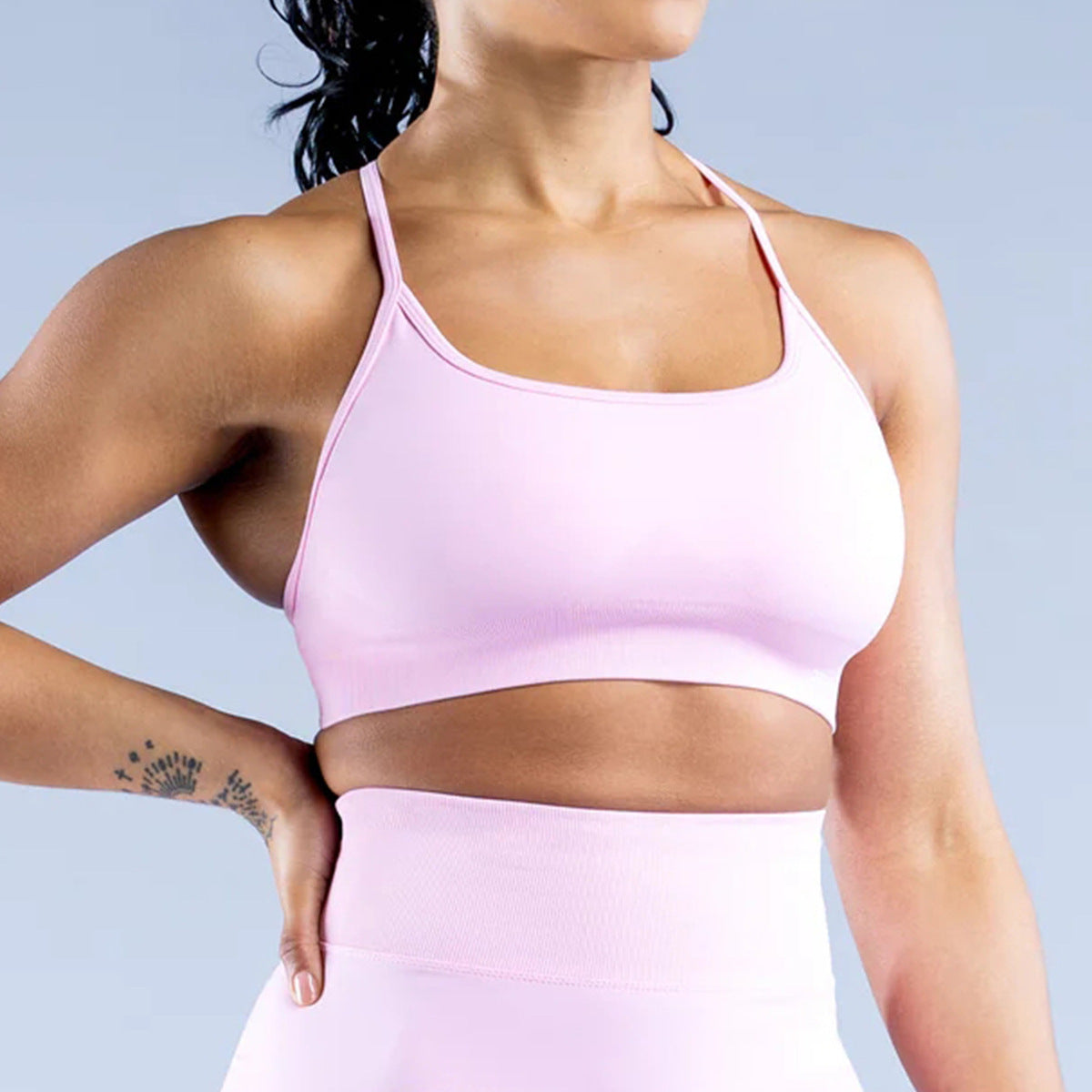 Soutien-gorge de yoga dos nu sans coutures, couleur unie, décontracté, pour femmes