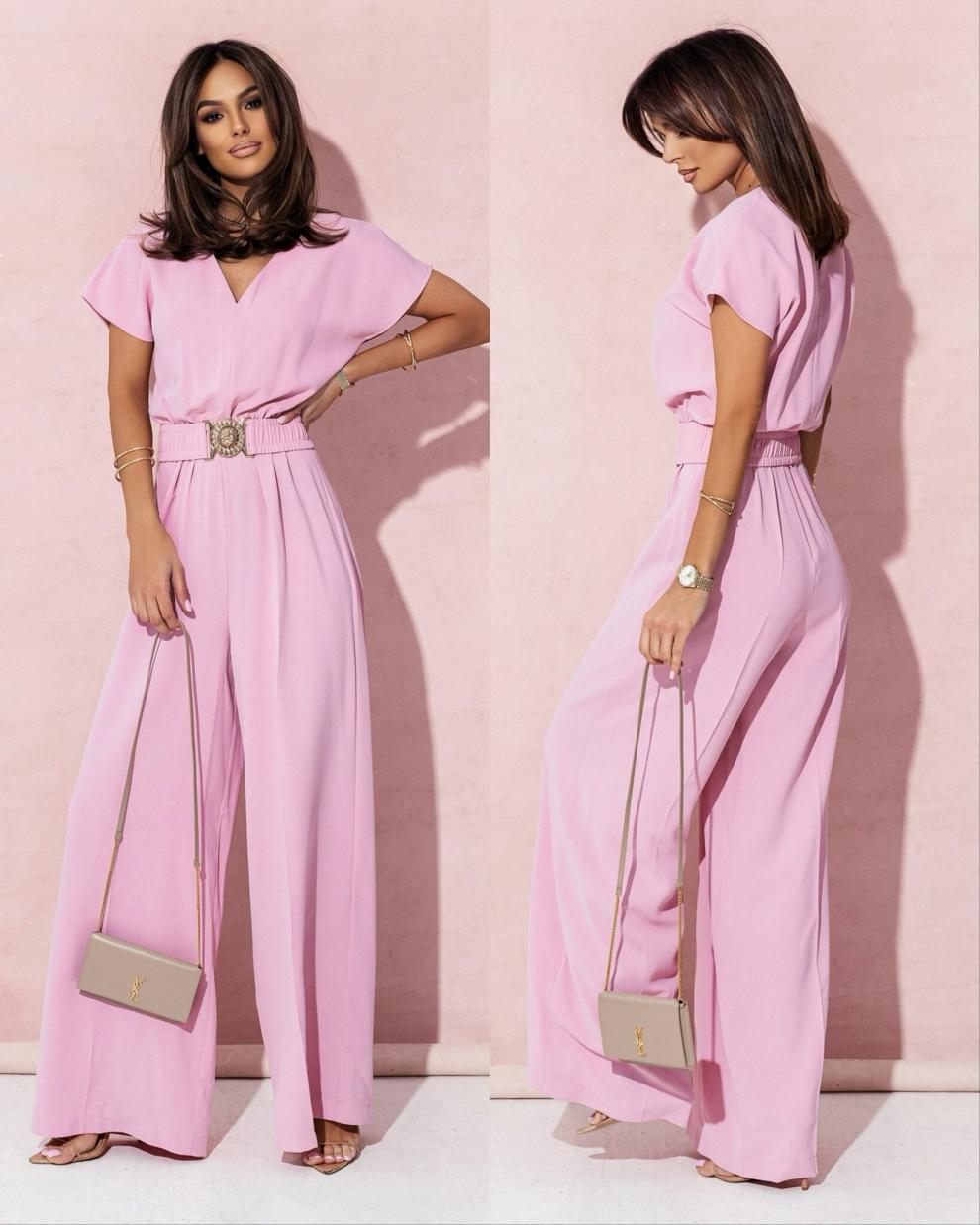 Women Fashion Elegant Solid Color V-Neck Jumpsuits