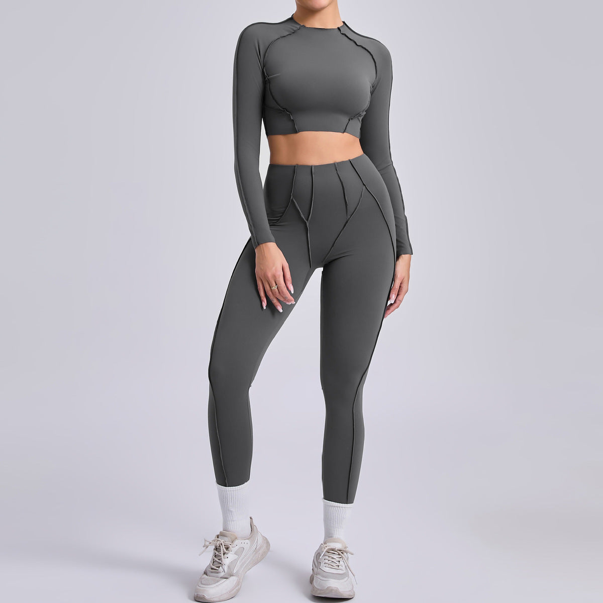 Ensemble haut court et leggings plissés pour le yoga et le sport