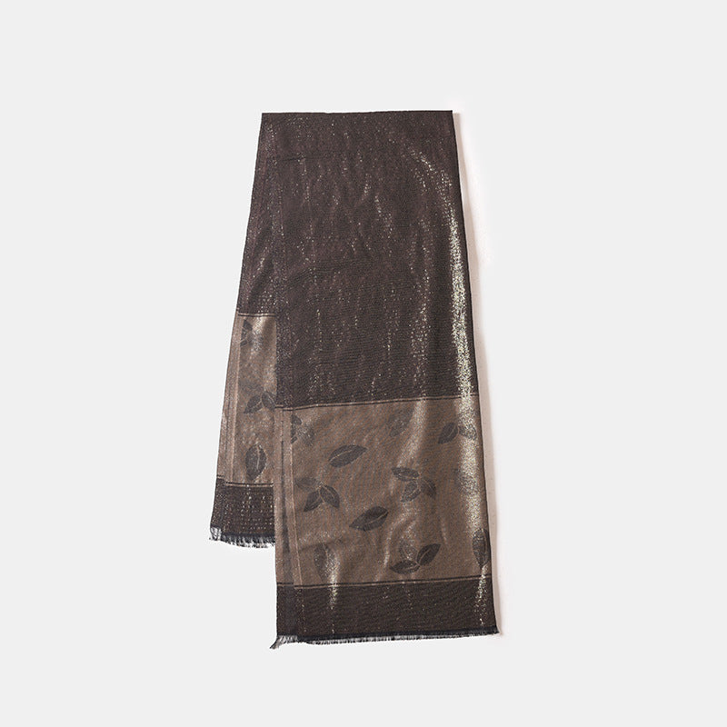 Bufanda chal de verano con estampado de hojas y protector solar para mujer