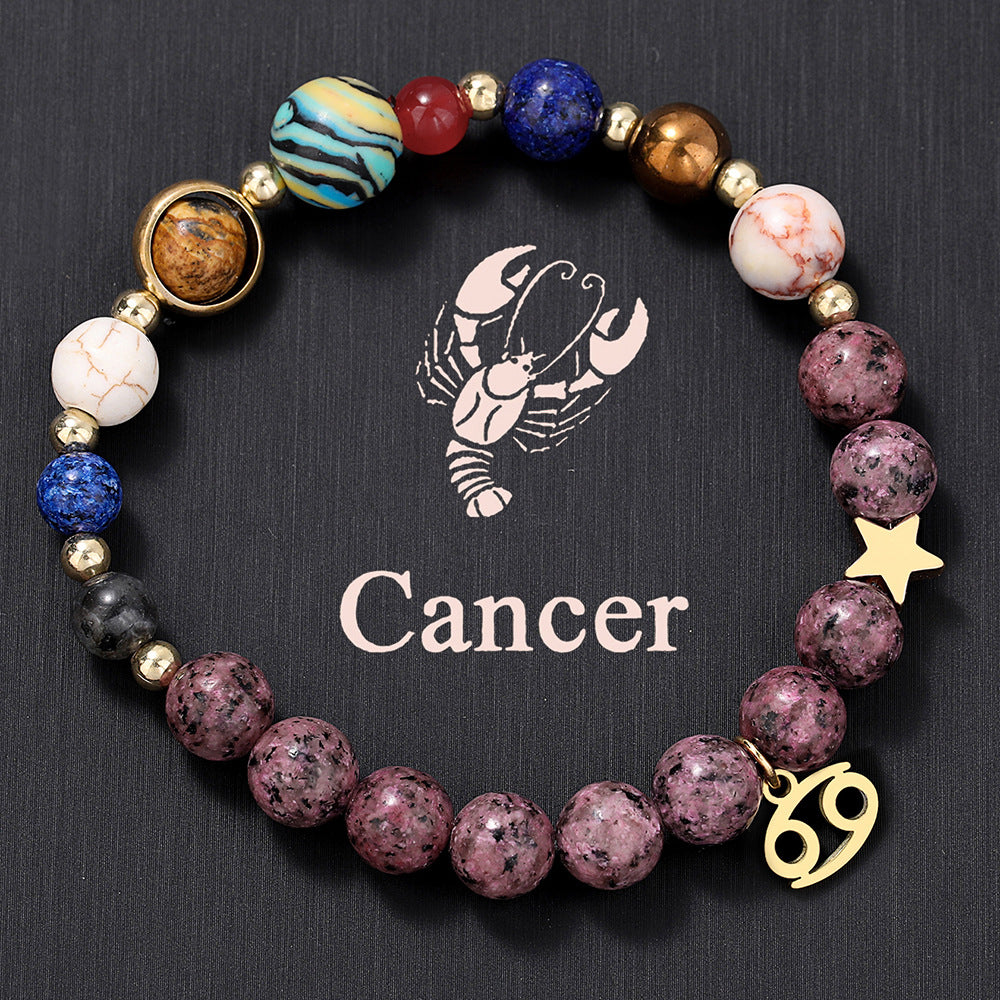 Fashion 12 Constellation Stainless Steel Beaded Bracelet