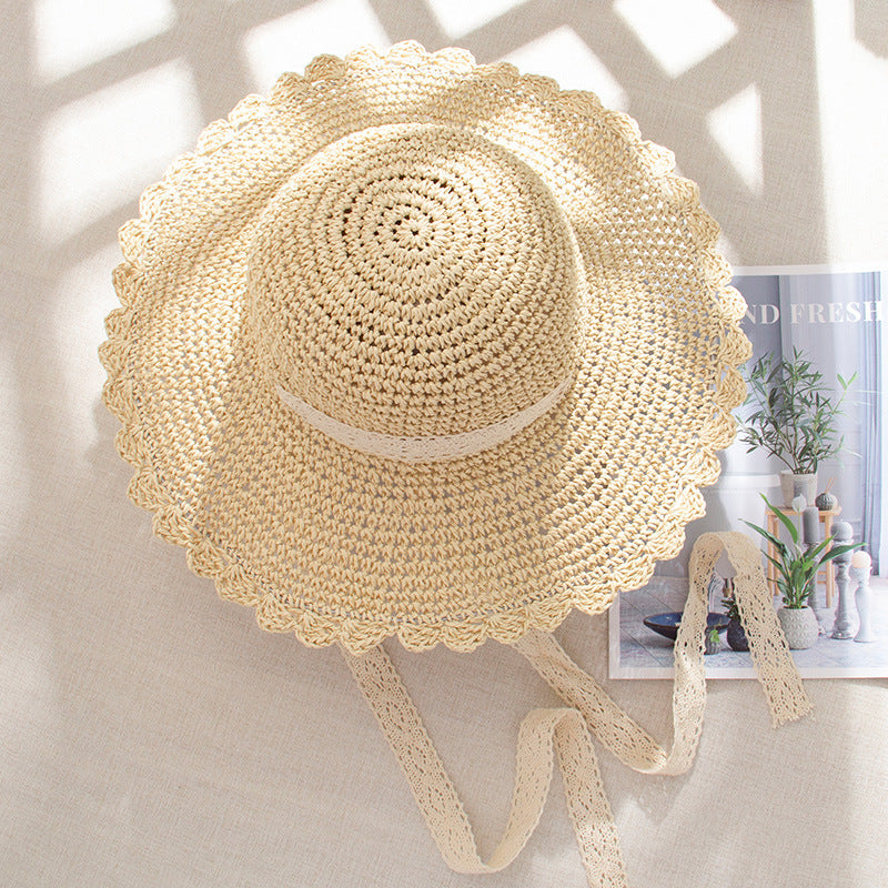 Sombrero tejido para el sol de playa para vacaciones de verano para mujer