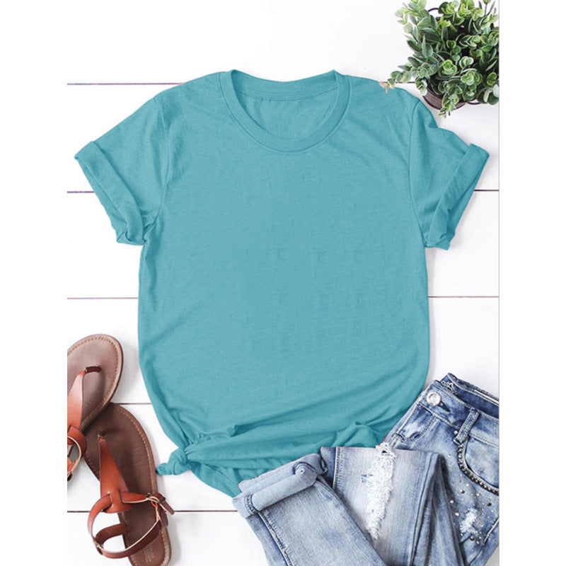 T-shirt d'été simple et basique pour femme, couleur unie, vierge