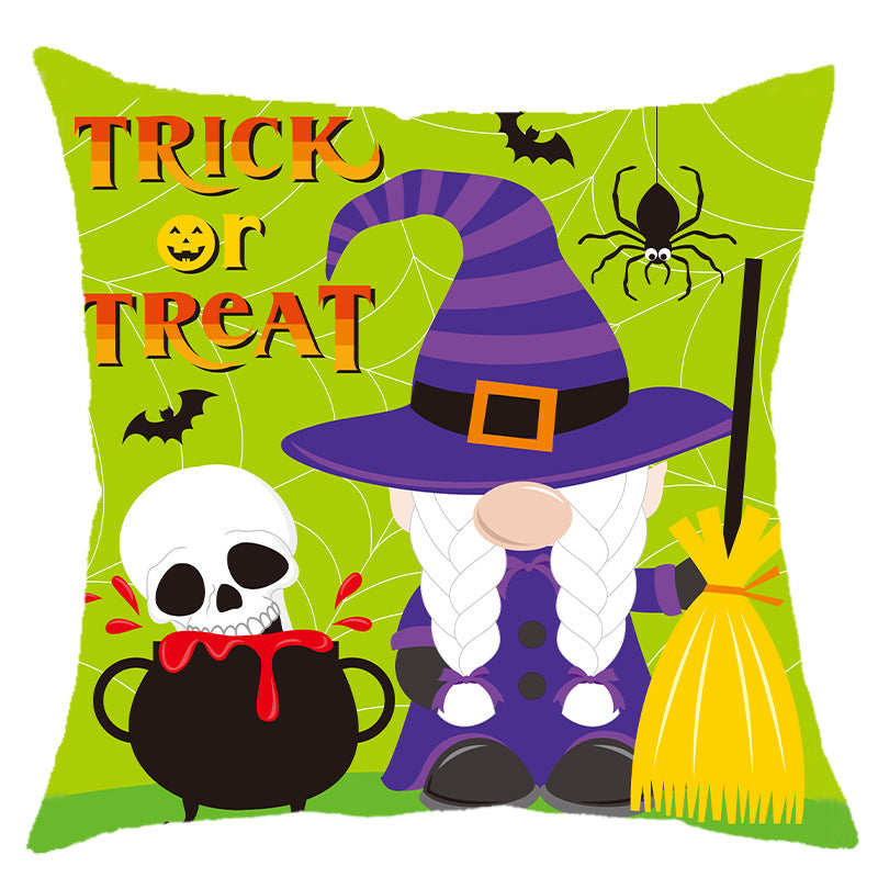 Halloween Pumpkin Skull Print Linen Sofa Cushion Cover