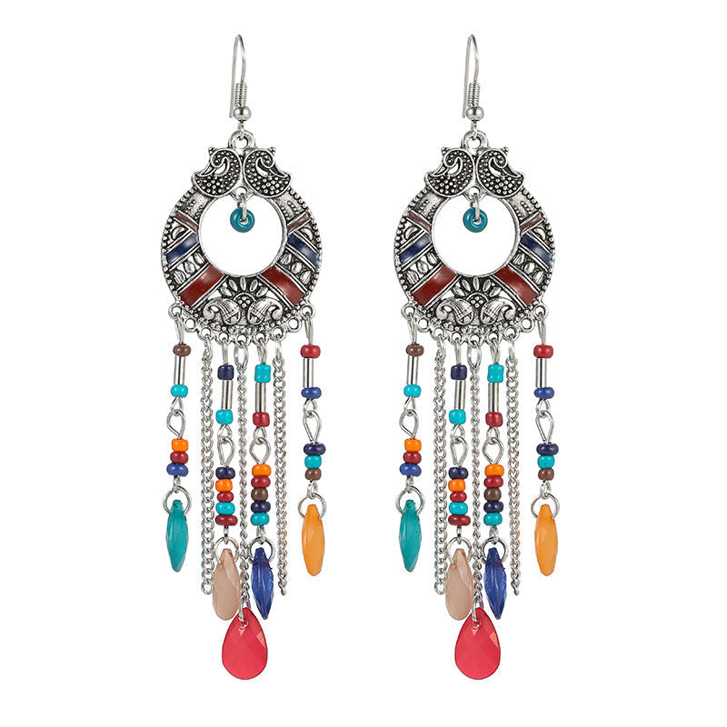 Pendientes con borlas retro de estilo étnico bohemio