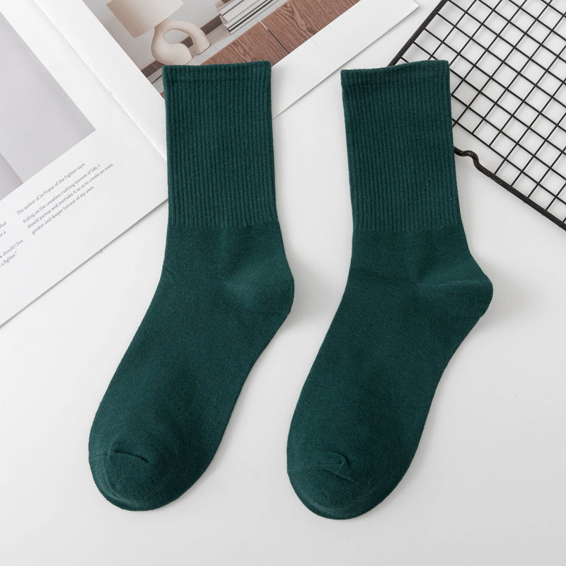 Calcetines de algodón hasta la rodilla de color liso para mujer