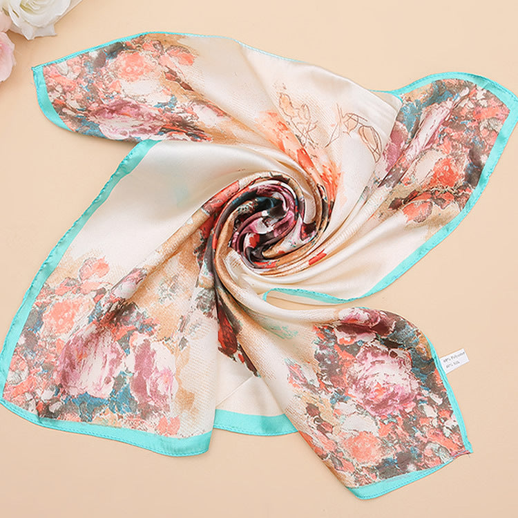 Foulard carré en imitation soie imprimé pour femme