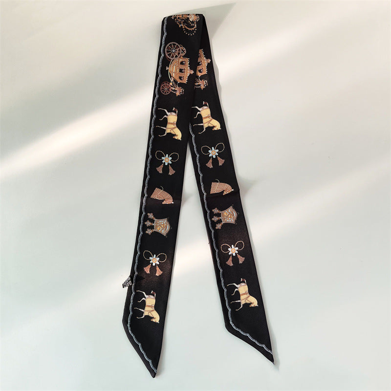 Fashion Printed Ribbon Tie Bag Handle Scarf