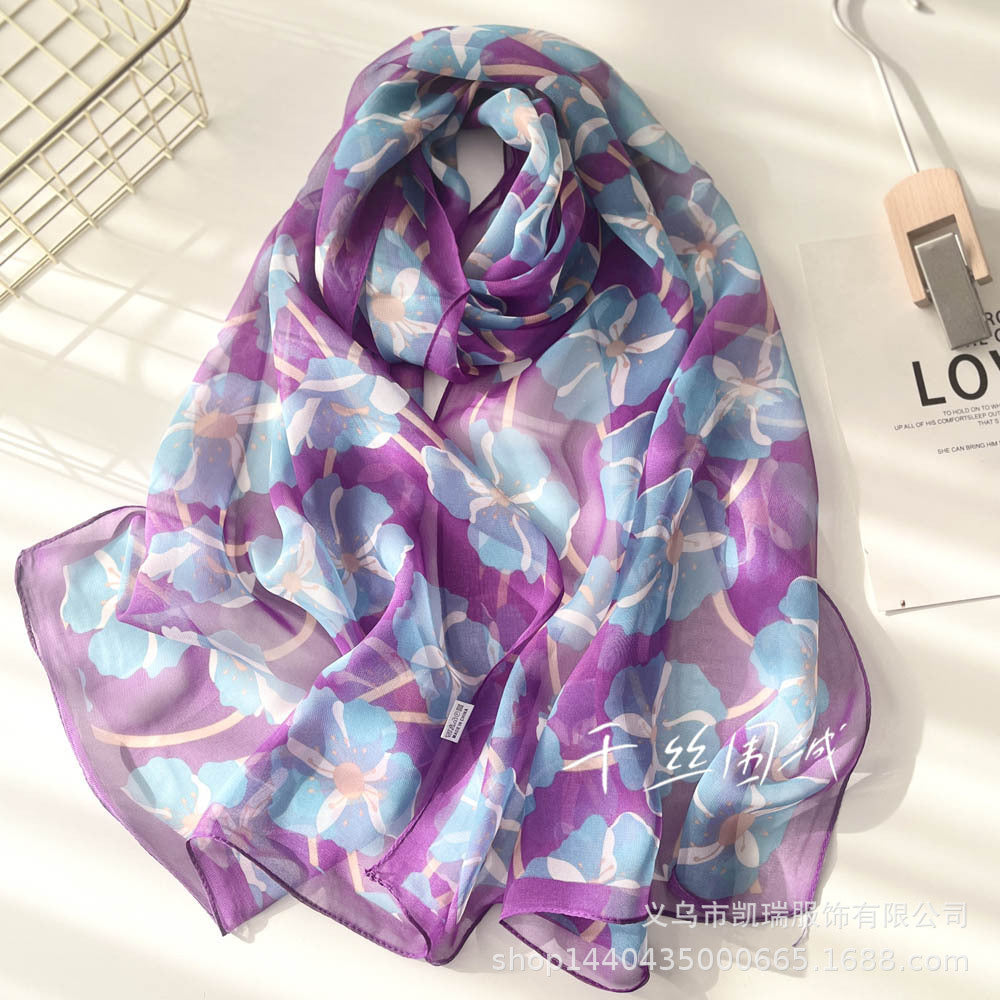 Bufanda con estampado de flor de ciruelo suave de Easide Beach con protector solar de verano