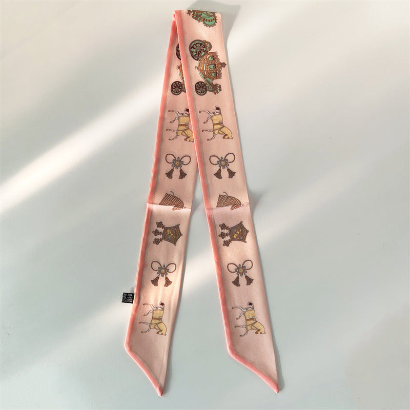 Fashion Printed Ribbon Tie Bag Handle Scarf