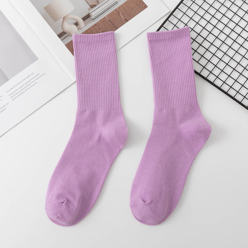 Calcetines de algodón hasta la rodilla de color liso para mujer