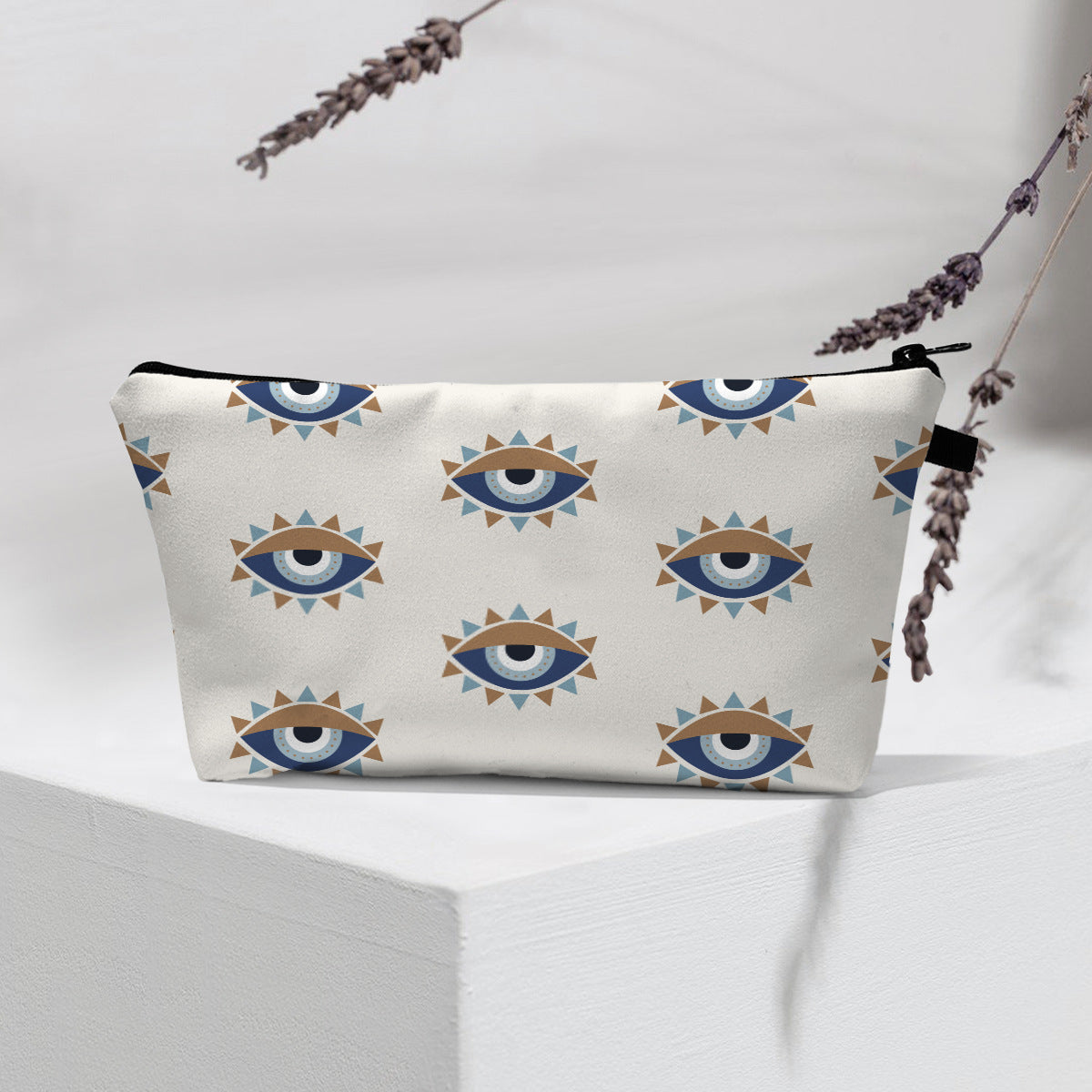 Bolsa de cosméticos portátil con diseño de mal de ojo para mujer