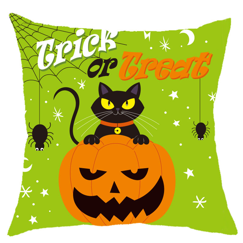 Halloween Pumpkin Skull Print Linen Sofa Cushion Cover