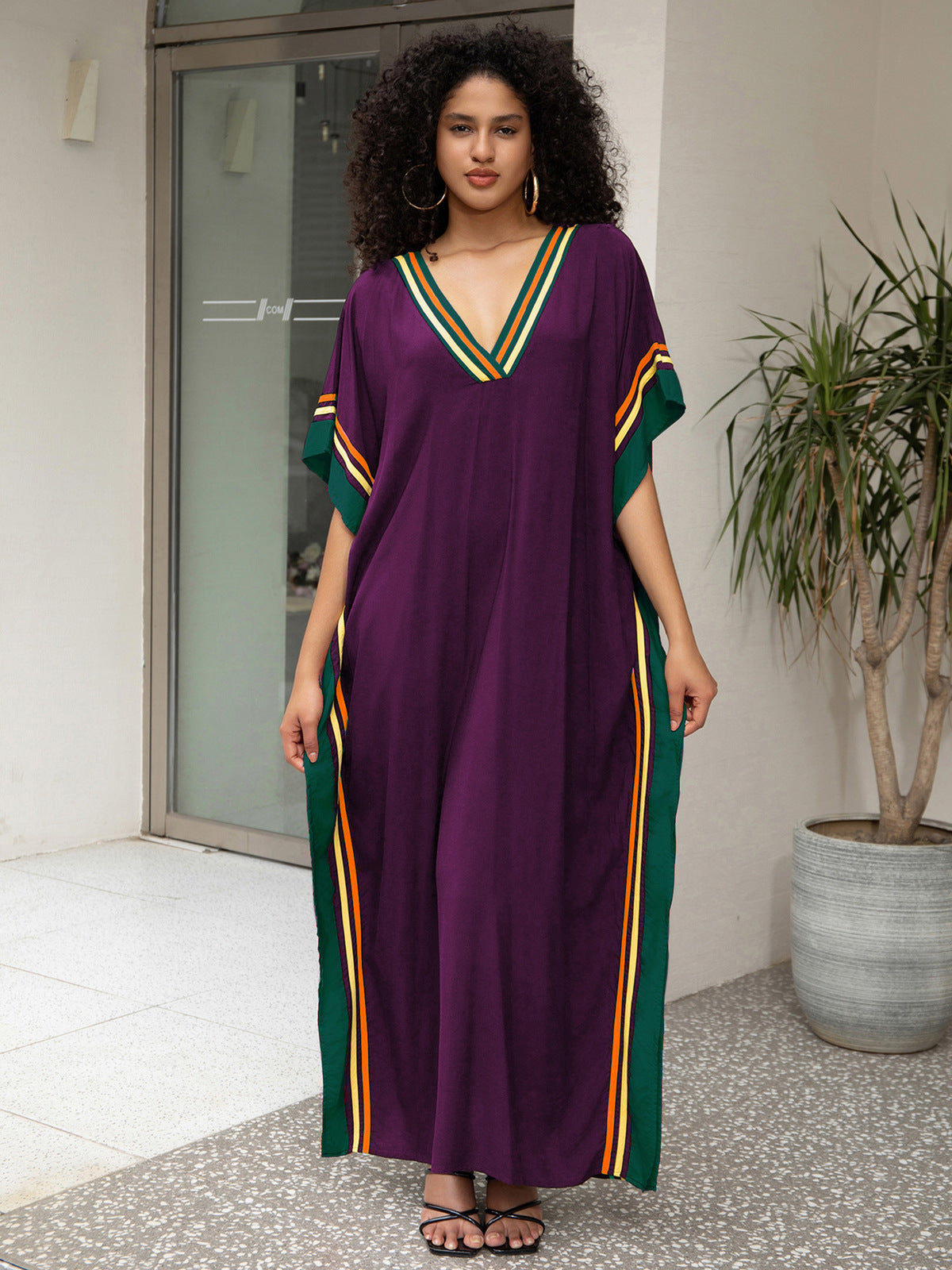 Traje de baño de cuello en V con estampado informal a la moda para mujer