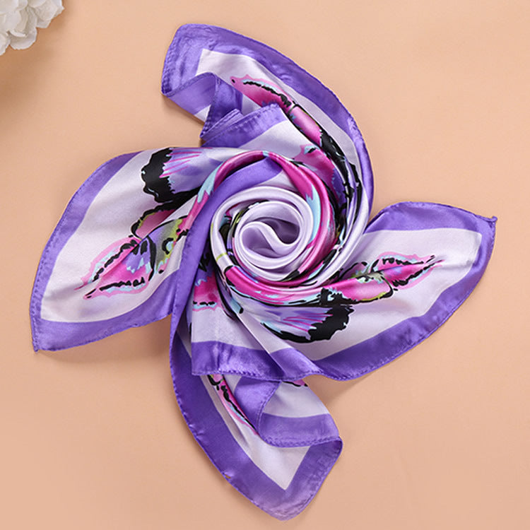 Foulard carré en imitation soie imprimé pour femme