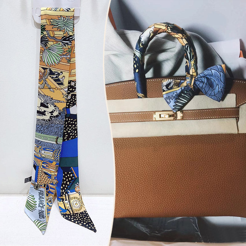 Bufanda con asa para bolso con lazo estampado de moda