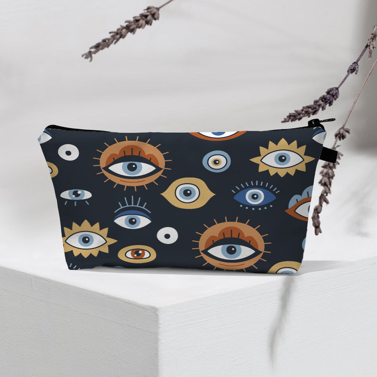 Bolsa de cosméticos portátil con diseño de mal de ojo para mujer
