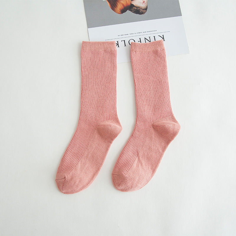 Chaussettes tube simples et tendance pour femmes, couleur unie