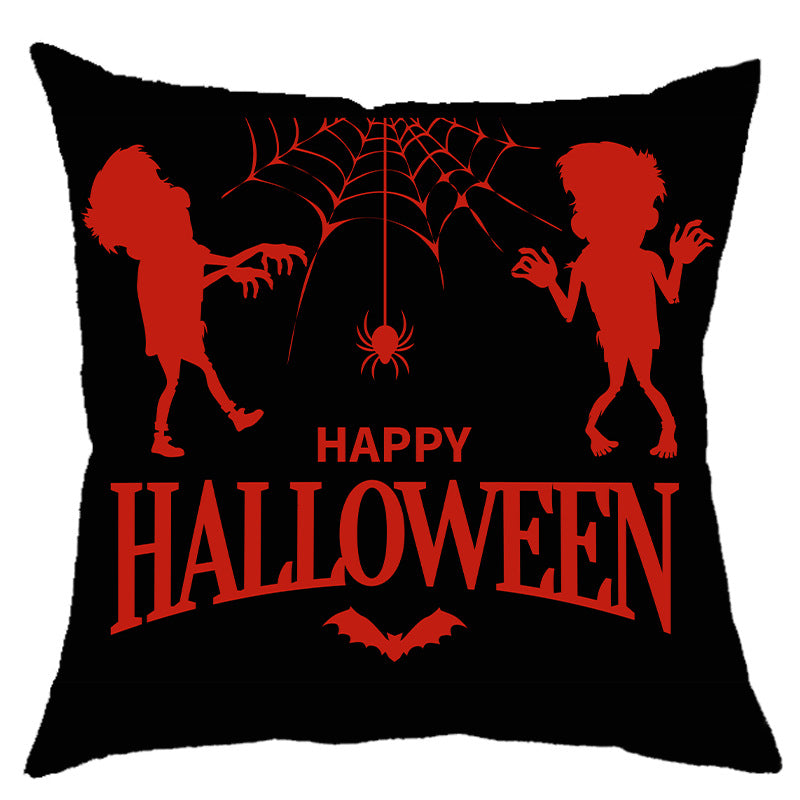 Halloween Pumpkin Skull Print Linen Sofa Cushion Cover