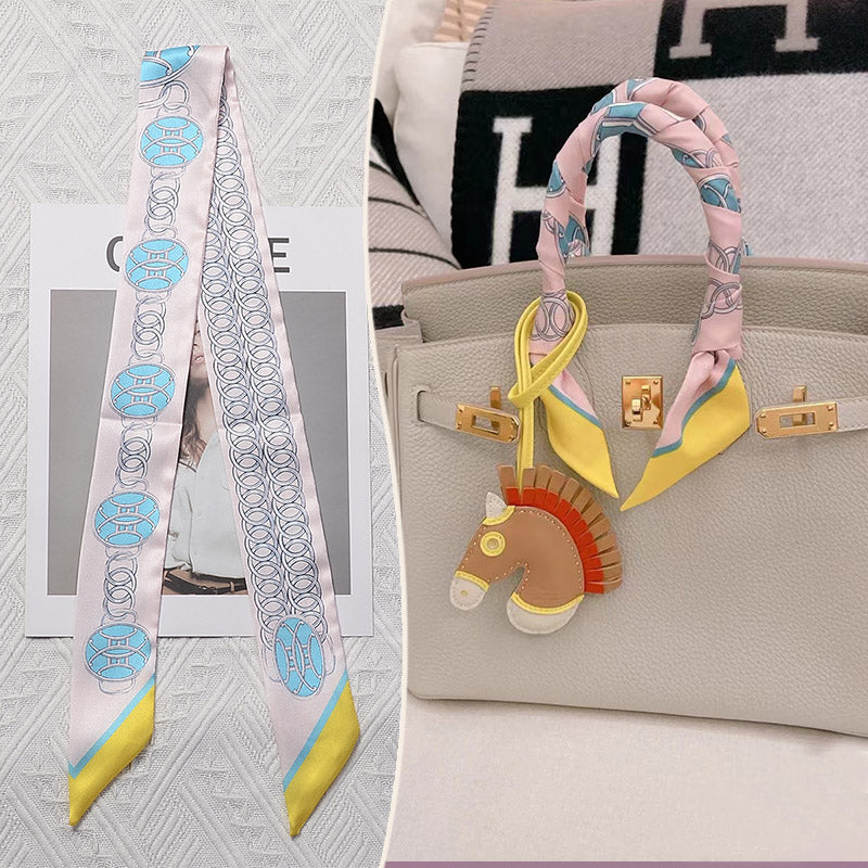 Fashion Printed Ribbon Tie Bag Handle Scarf