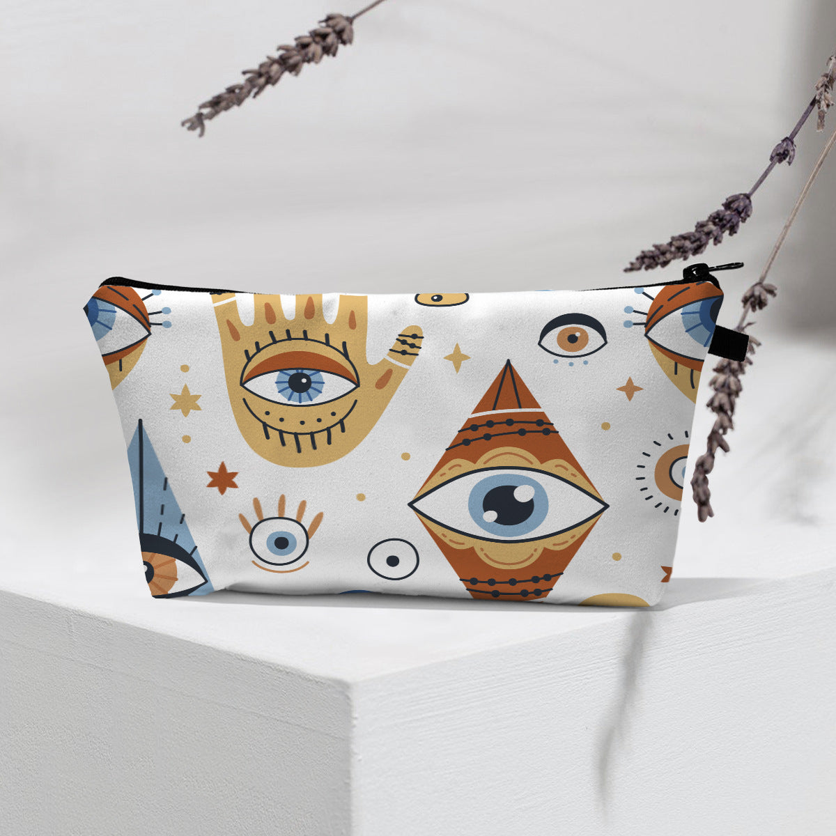 Bolsa de cosméticos portátil con diseño de mal de ojo para mujer