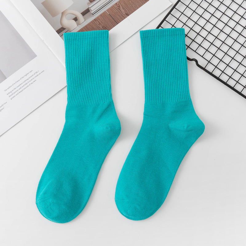 Calcetines de algodón hasta la rodilla de color liso para mujer