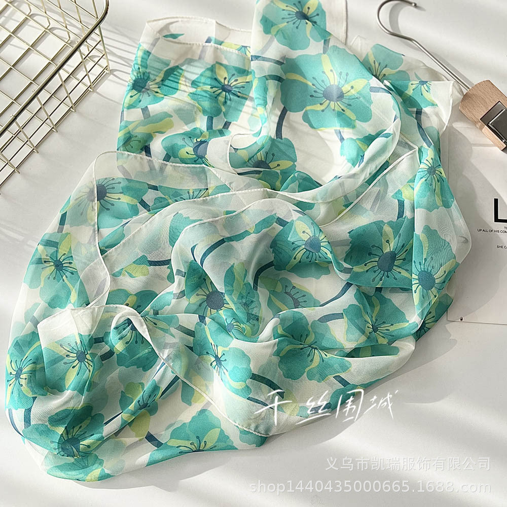 Bufanda con estampado de flor de ciruelo suave de Easide Beach con protector solar de verano