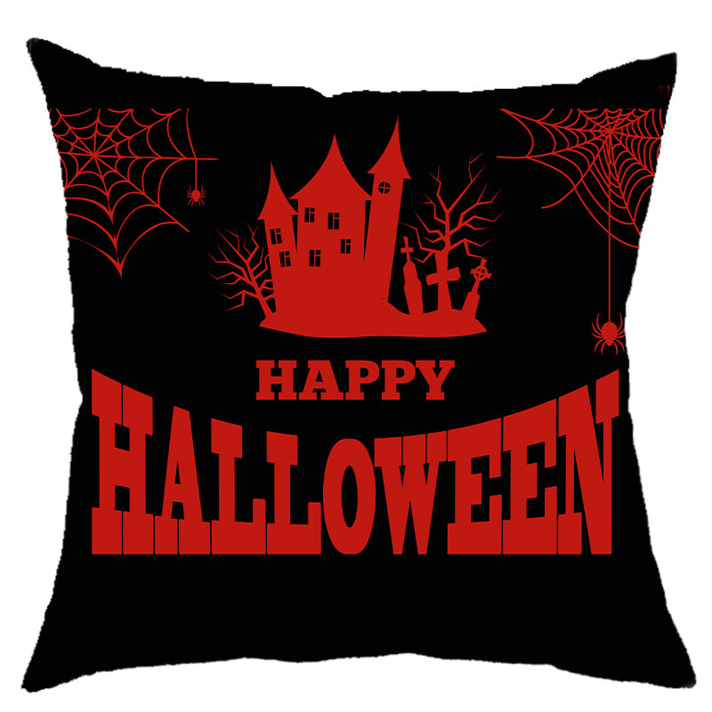 Halloween Pumpkin Skull Print Linen Sofa Cushion Cover