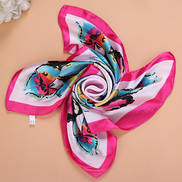 Foulard carré en imitation soie imprimé pour femme