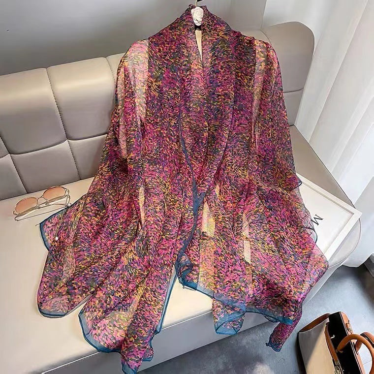 Bufanda de malla con estampado floral de moda de verano para mujer