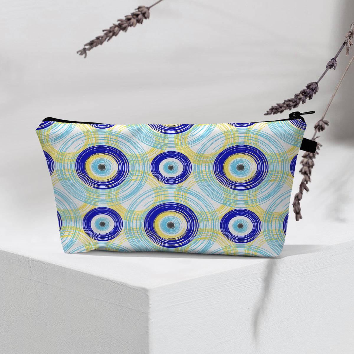 Bolsa de cosméticos portátil con diseño de mal de ojo para mujer