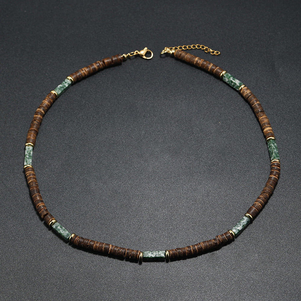 Collar de cuentas turquesas de moda para hombre