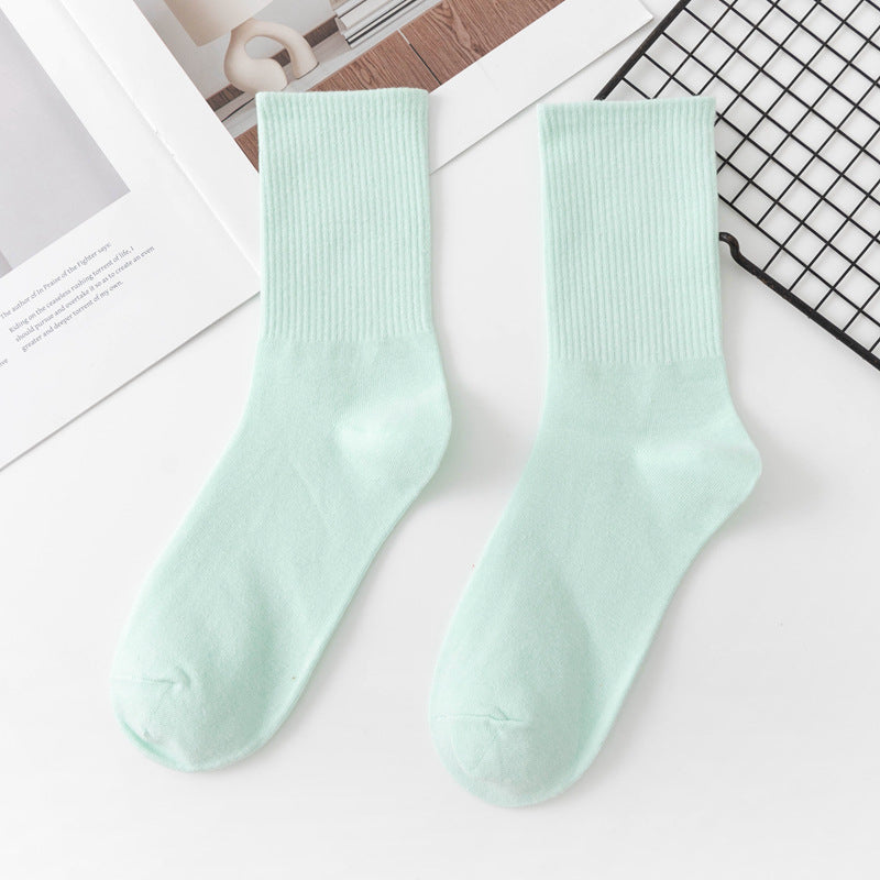 Calcetines de algodón hasta la rodilla de color liso para mujer