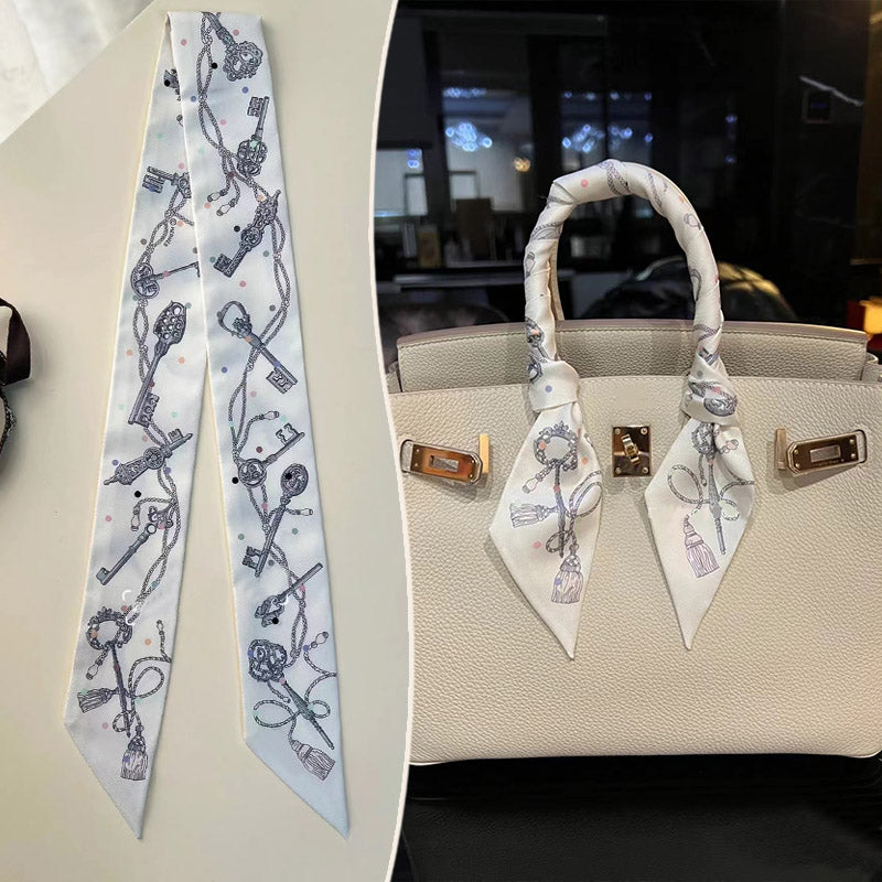 Fashion Printed Ribbon Tie Bag Handle Scarf