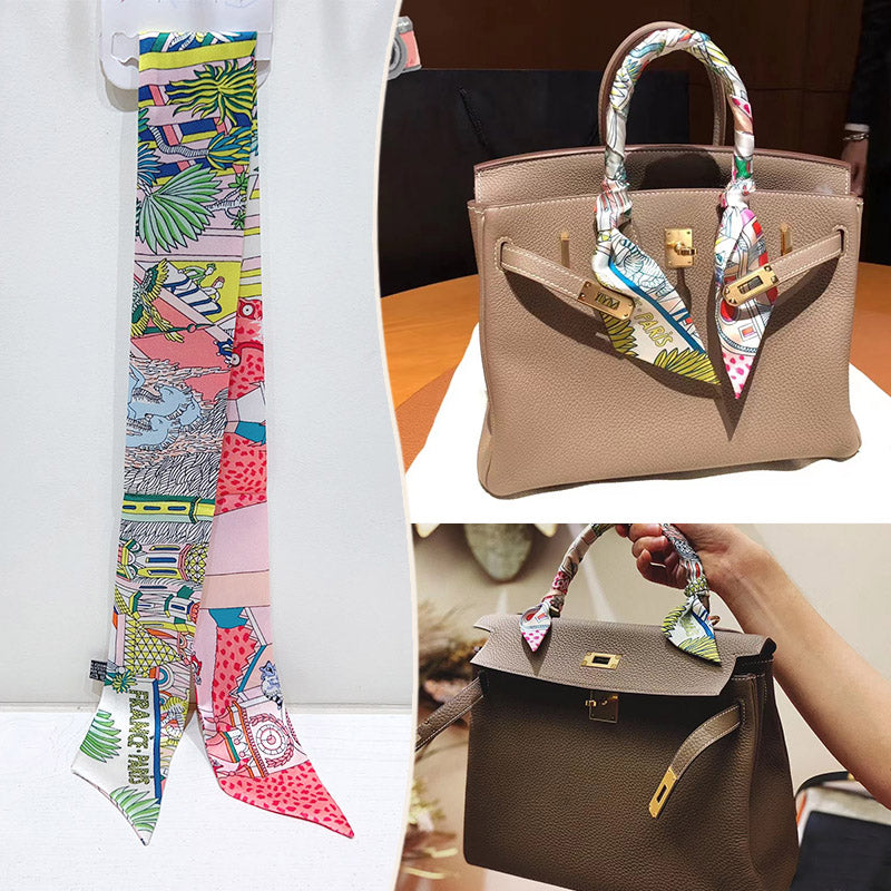 Bufanda con asa para bolso con lazo estampado de moda
