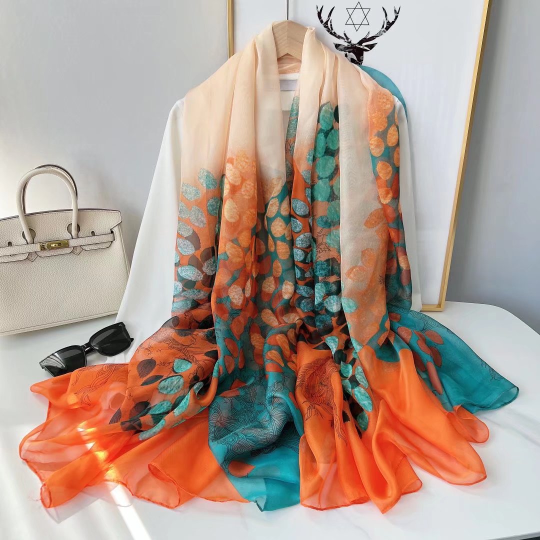 Bufanda de malla con estampado floral de moda de verano para mujer