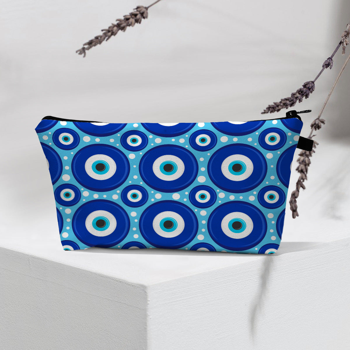 Bolsa de cosméticos portátil con diseño de mal de ojo para mujer