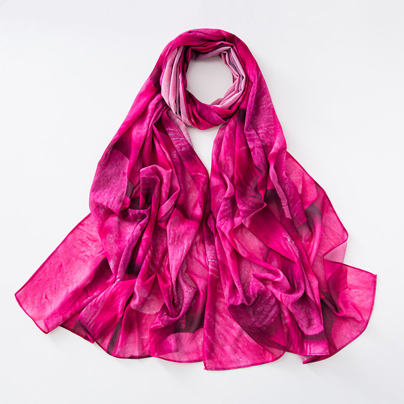 Women Summer Spring Floral Chiffon Long Scarf
