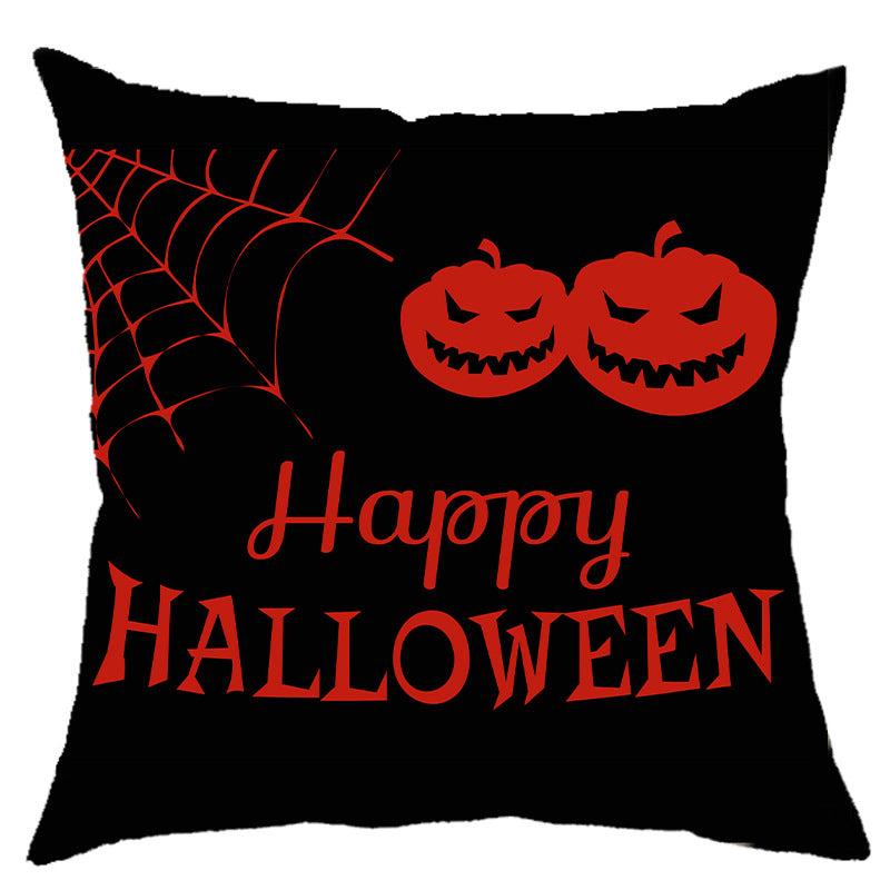 Halloween Pumpkin Skull Print Linen Sofa Cushion Cover