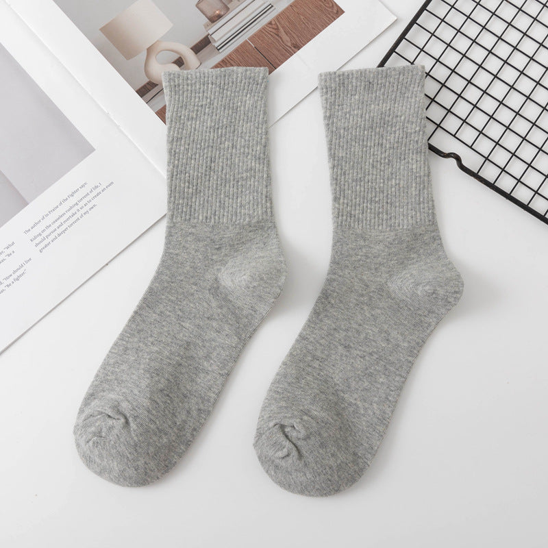 Calcetines de algodón hasta la rodilla de color liso para mujer