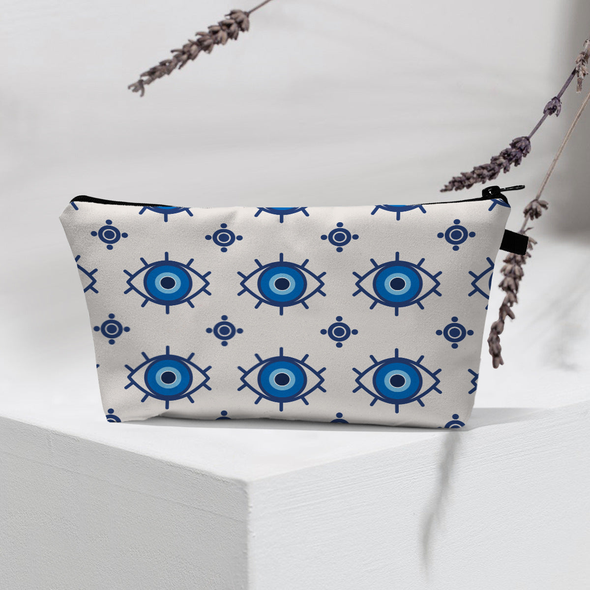 Bolsa de cosméticos portátil con diseño de mal de ojo para mujer