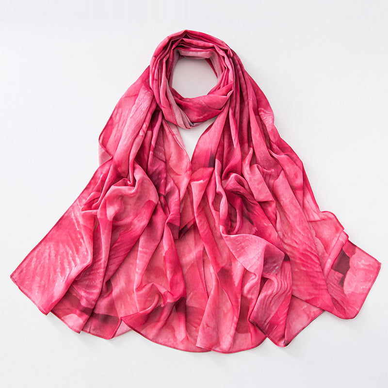 Women Summer Spring Floral Chiffon Long Scarf